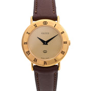 Round Logo Face Watch 3000L Quartz Champagne Gold