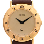 Round Logo Face Watch 3000L Quartz Champagne Gold