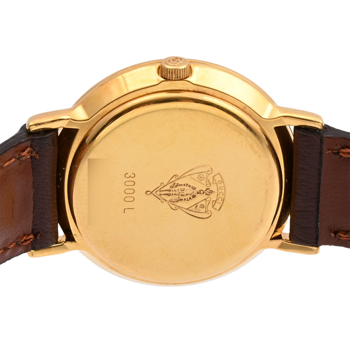 Round Logo Face Watch 3000L Quartz Champagne Gold
