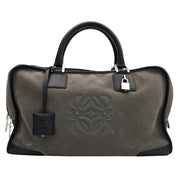 Suede Anagram Amazona Boston Bag Khaki/Black