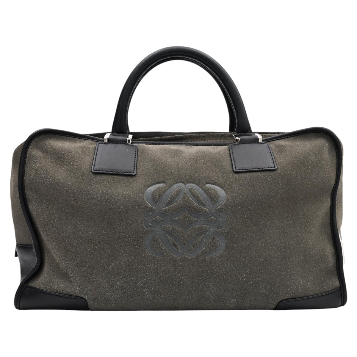 Suede Anagram Amazona Boston Bag Khaki/Black