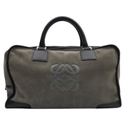 Suede Anagram Amazona Boston Bag Khaki/Black