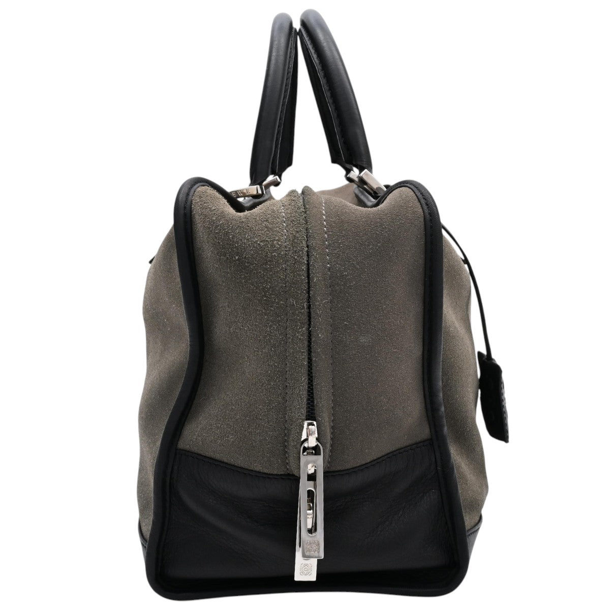 Suede Anagram Amazona Boston Bag Khaki/Black