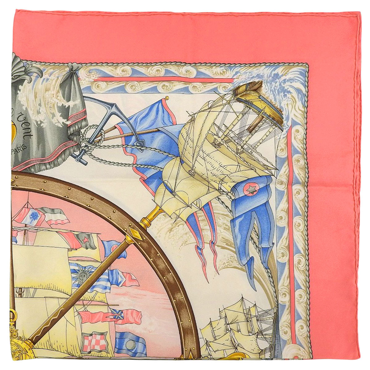 Carre 90 VIVE LE VENT Scarf Pink/White