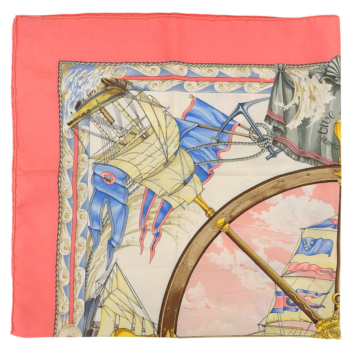 Carre 90 VIVE LE VENT Scarf Pink/White
