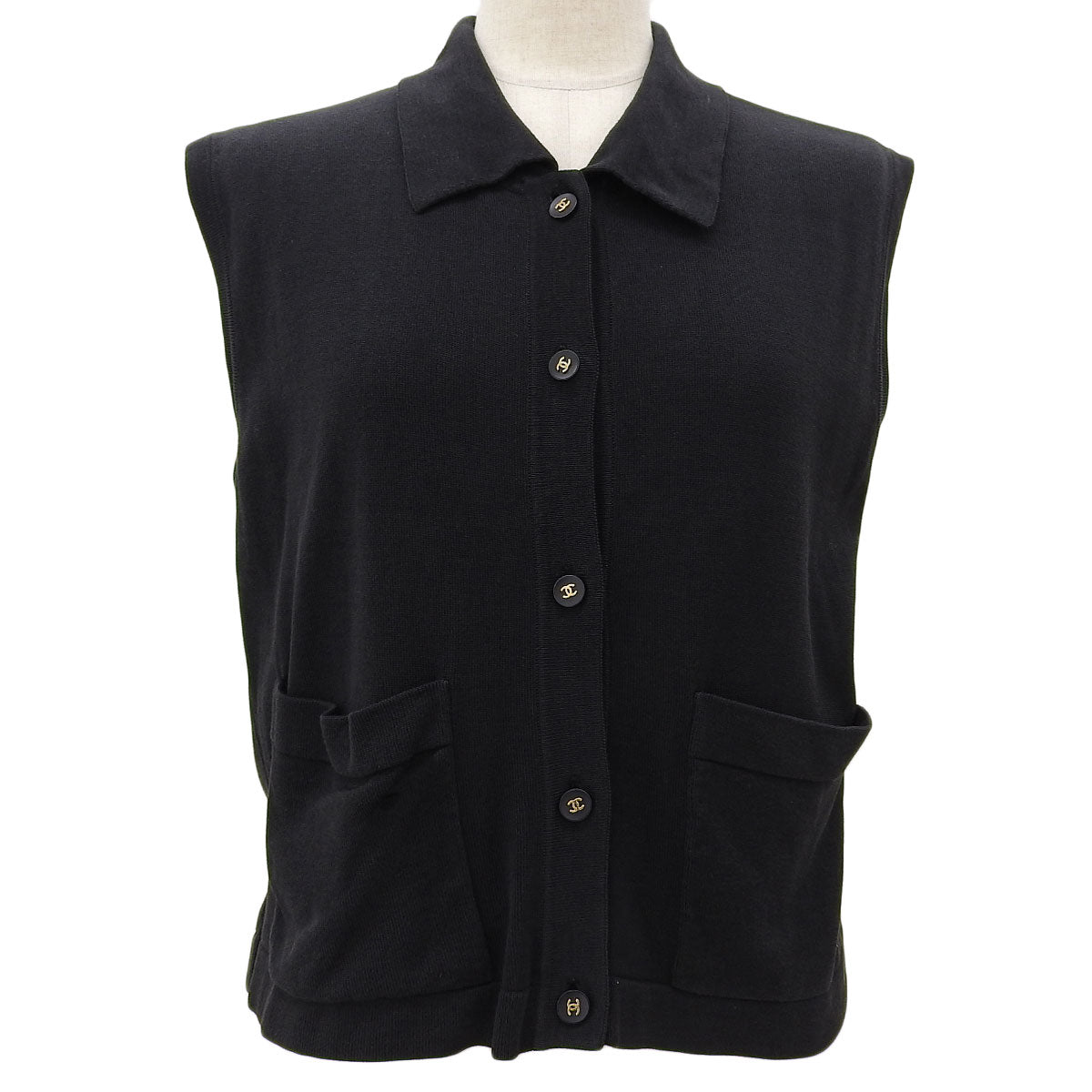 CC Mark Button Sleeveless Top #44 Black
