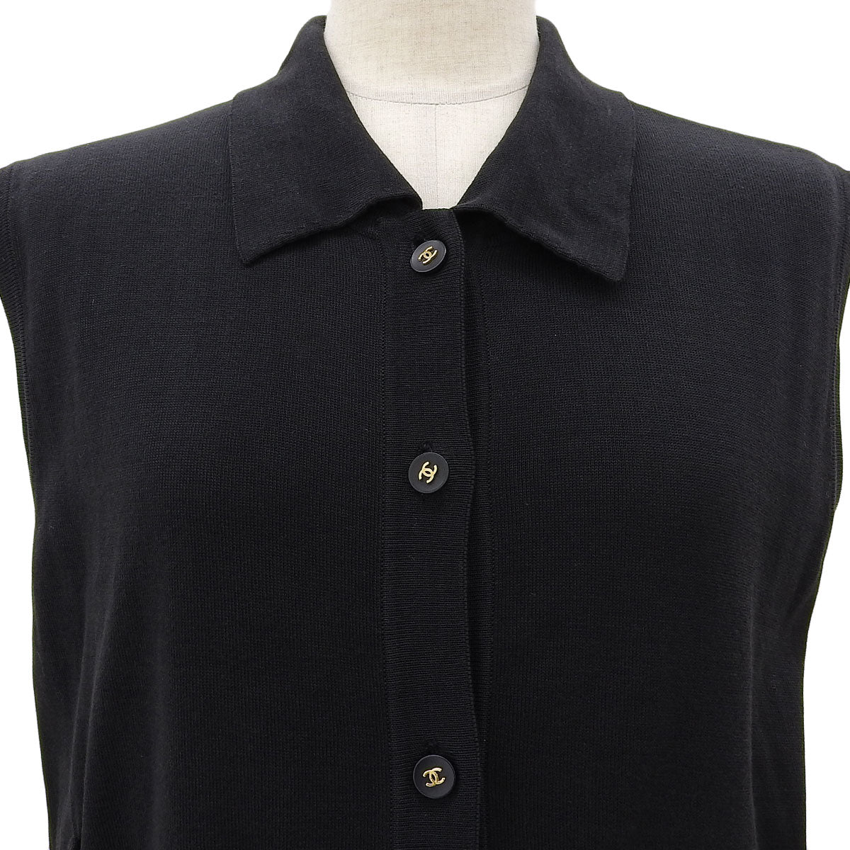 CC Mark Button Sleeveless Top #44 Black