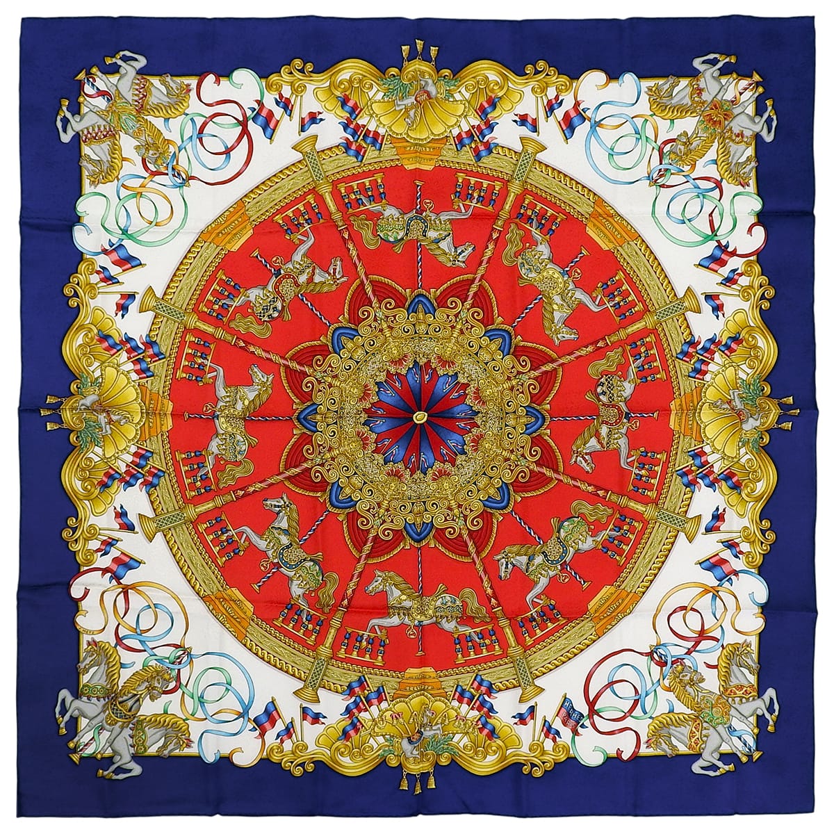 Carré 90 LUNA PARK Scarf Blue/Red