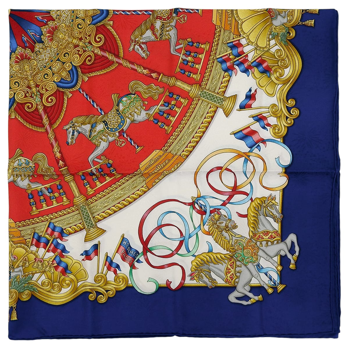 Carré 90 LUNA PARK Scarf Blue/Red
