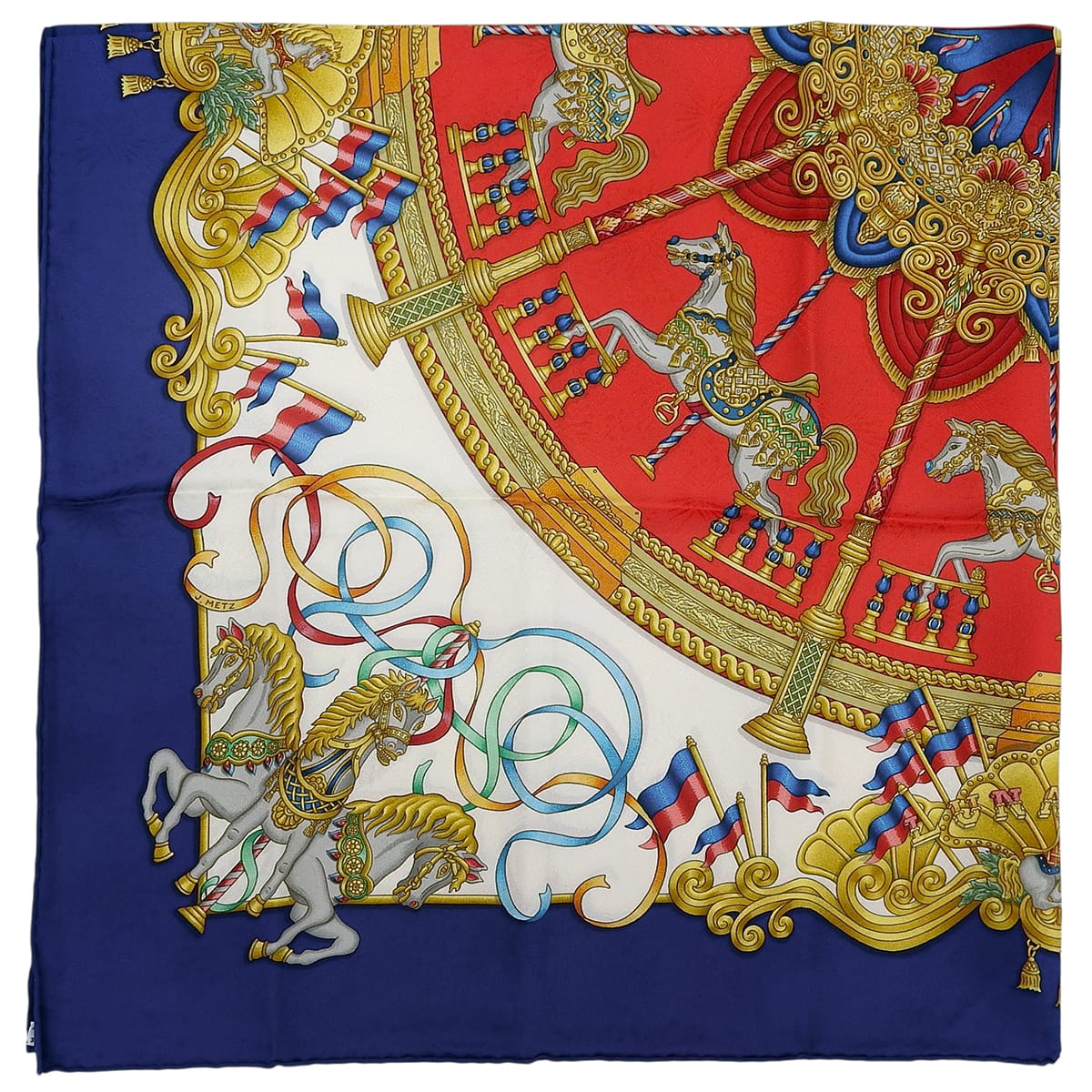 Carré 90 LUNA PARK Scarf Blue/Red