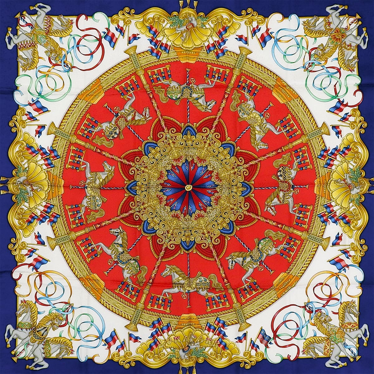 Carré 90 LUNA PARK Scarf Blue/Red