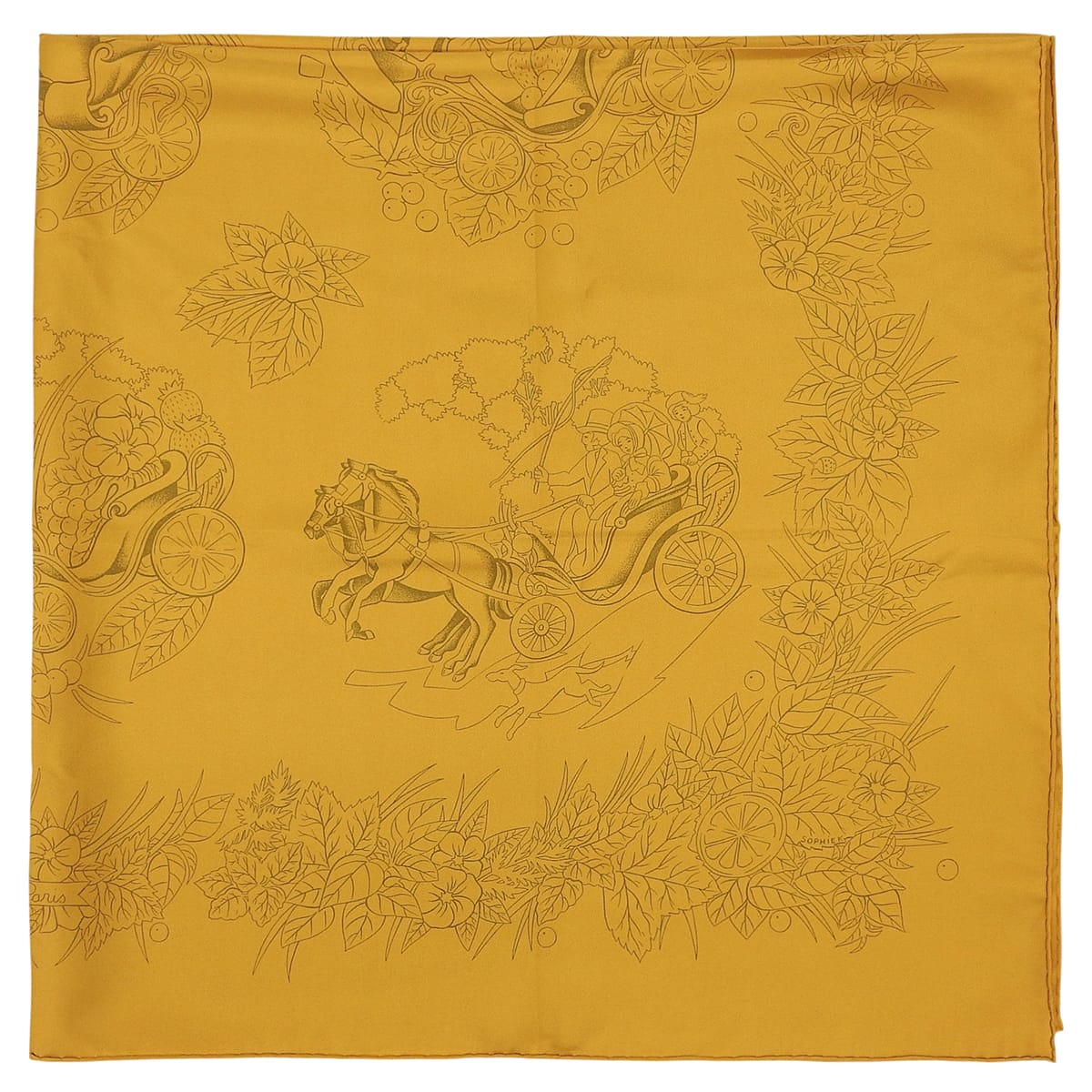 Carré 90 Sophie Silk Scarf Mustard