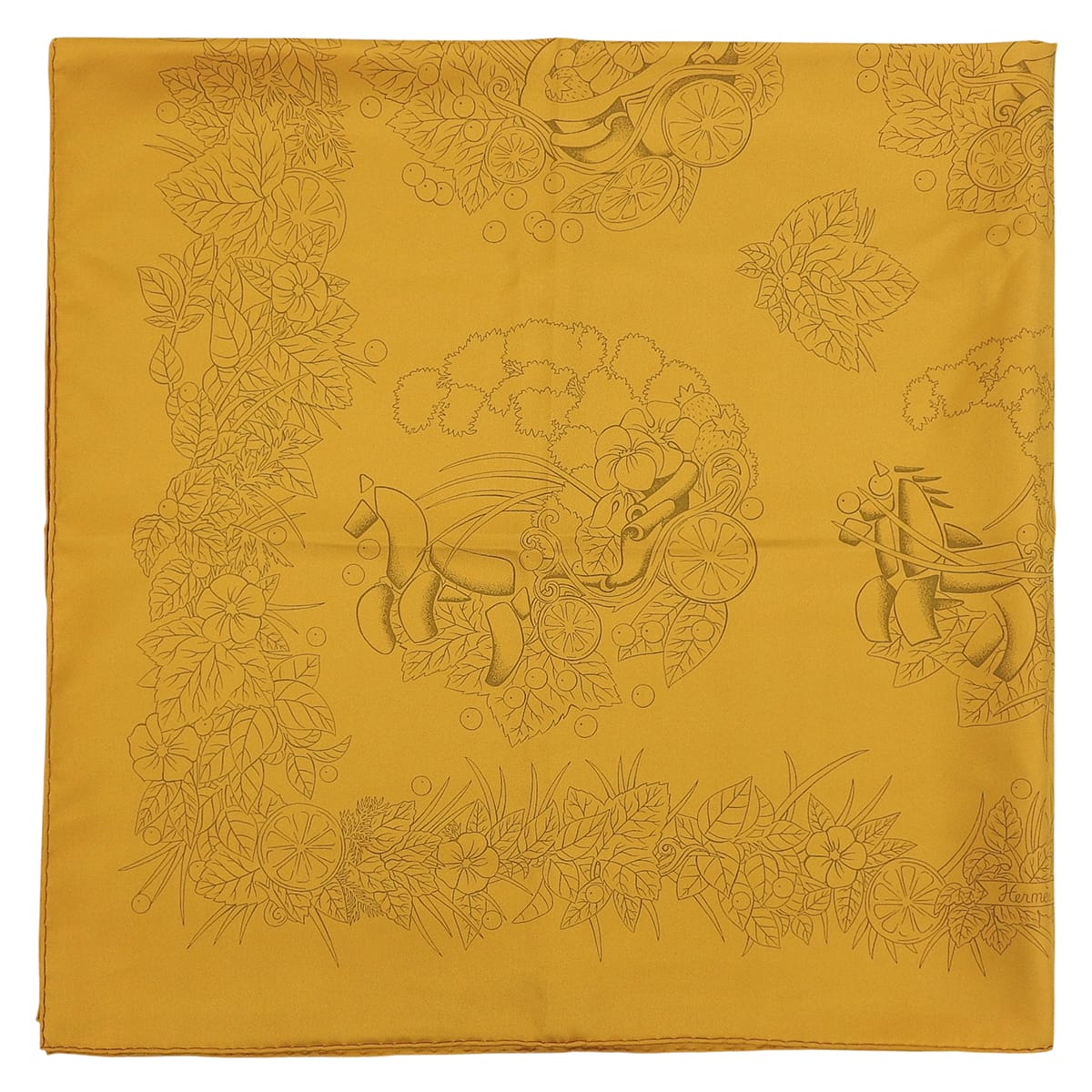 Carré 90 Sophie Silk Scarf Mustard