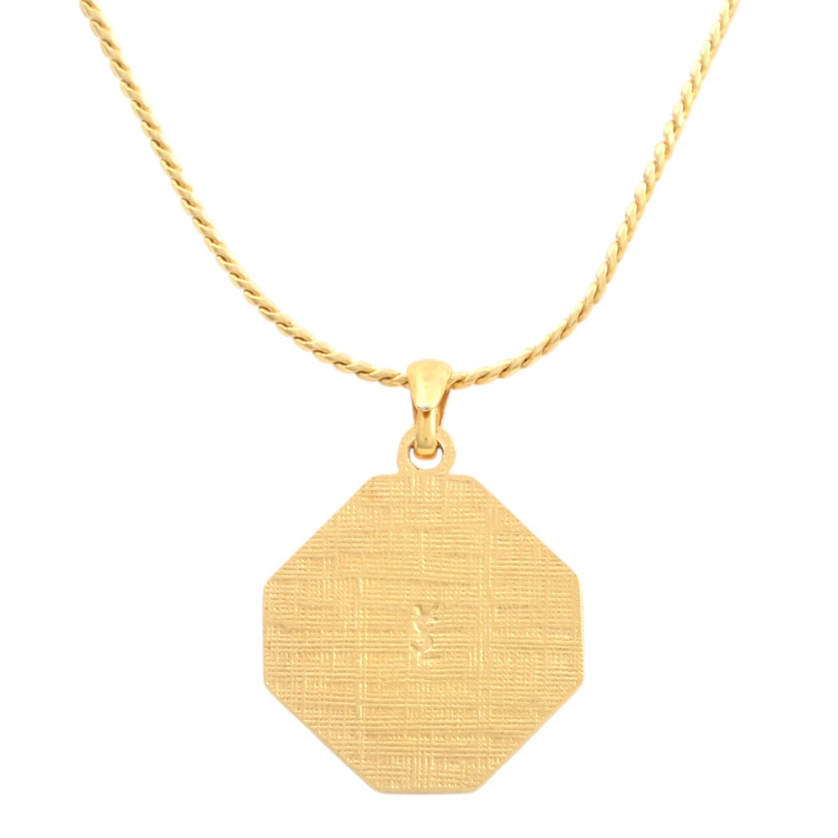 Rhinestone Octagon Logo Plate Necklace Gold/Silver