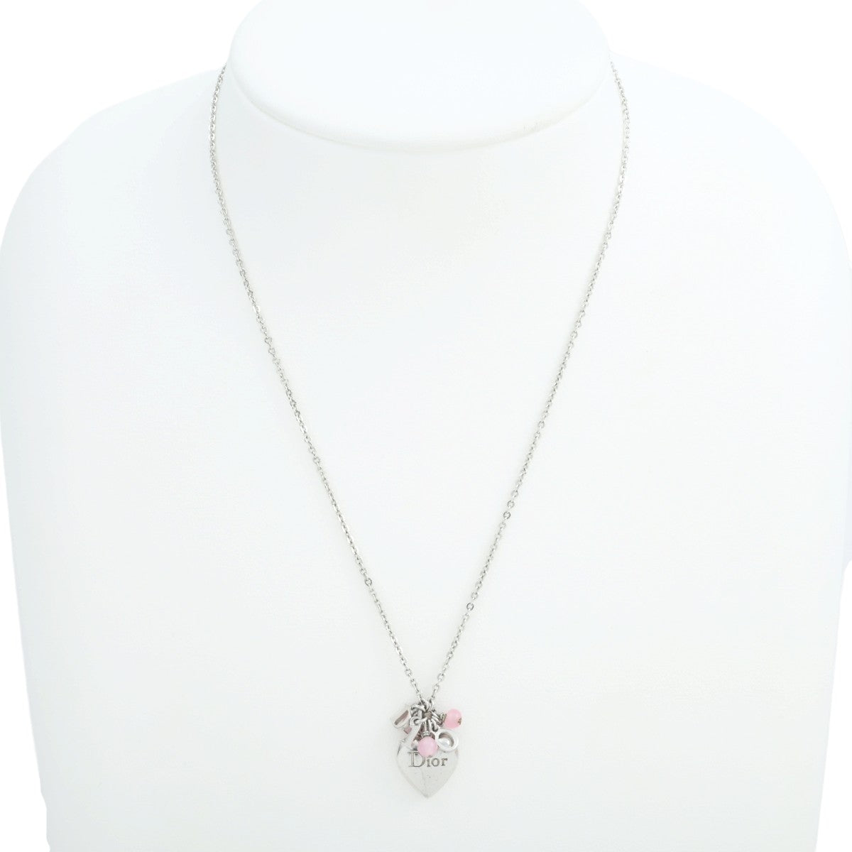 Heart Motif Logo Necklace Silver/Pink