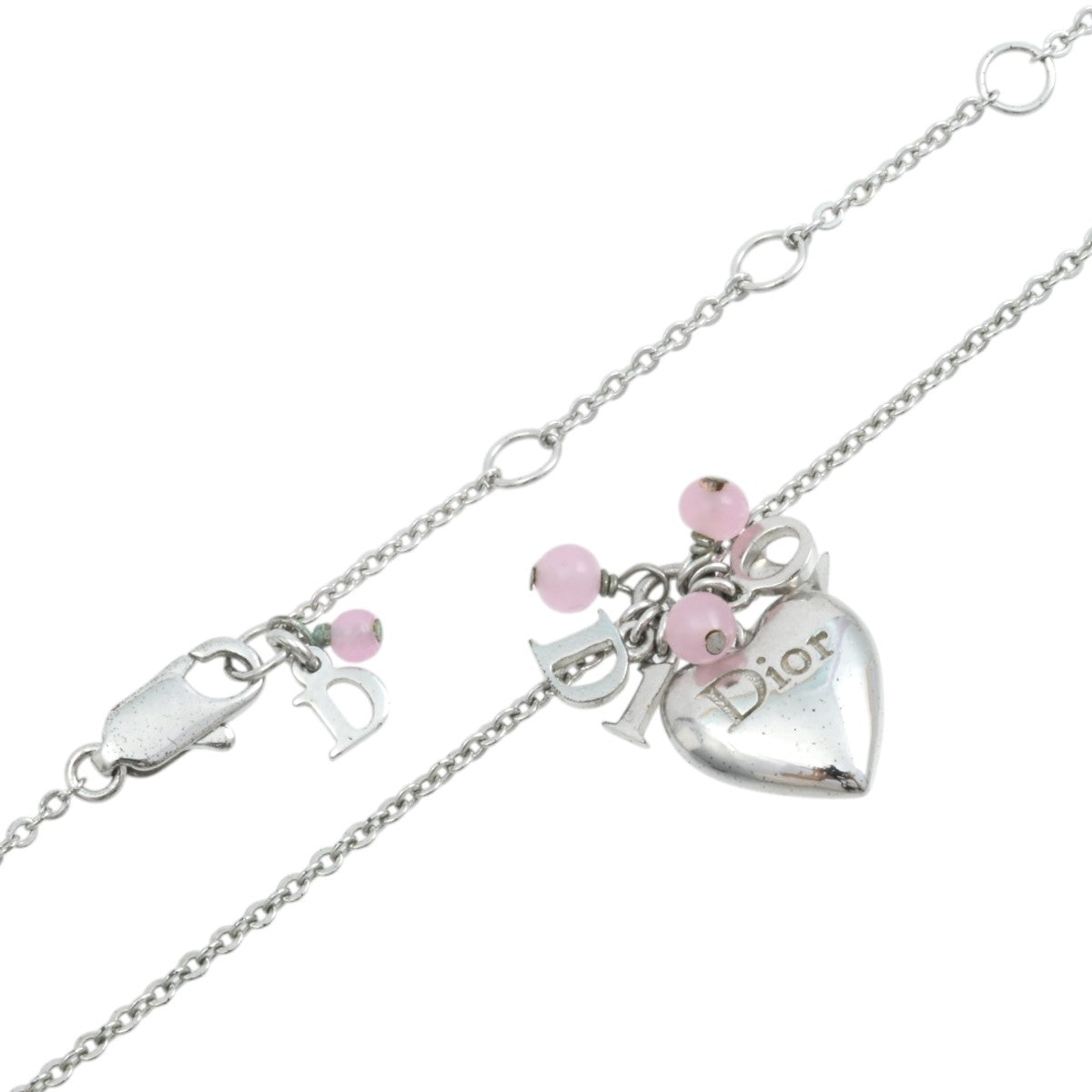 Heart Motif Logo Necklace Silver/Pink