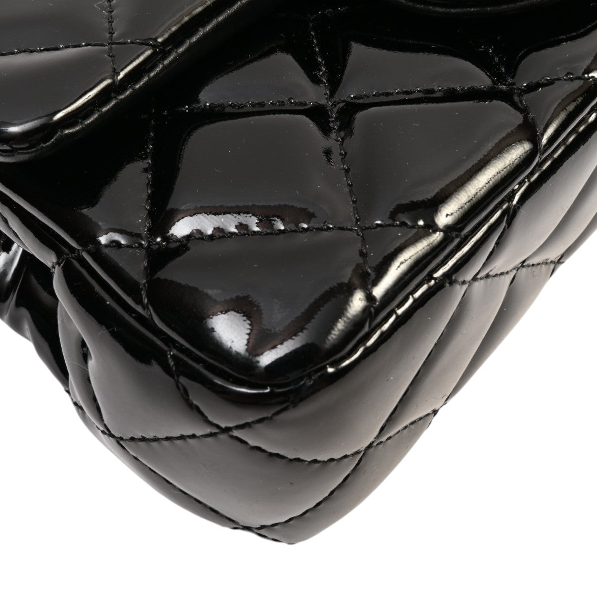 2013-era Patent Classic Flap Chain Mini Bag, Black