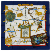 Hermes Memoire 90 Scarf in Navy/White