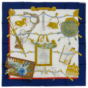 Hermes Memoire 90 Scarf in Navy/White