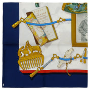 Hermes Memoire 90 Scarf in Navy/White