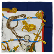 Hermes Memoire 90 Scarf in Navy/White
