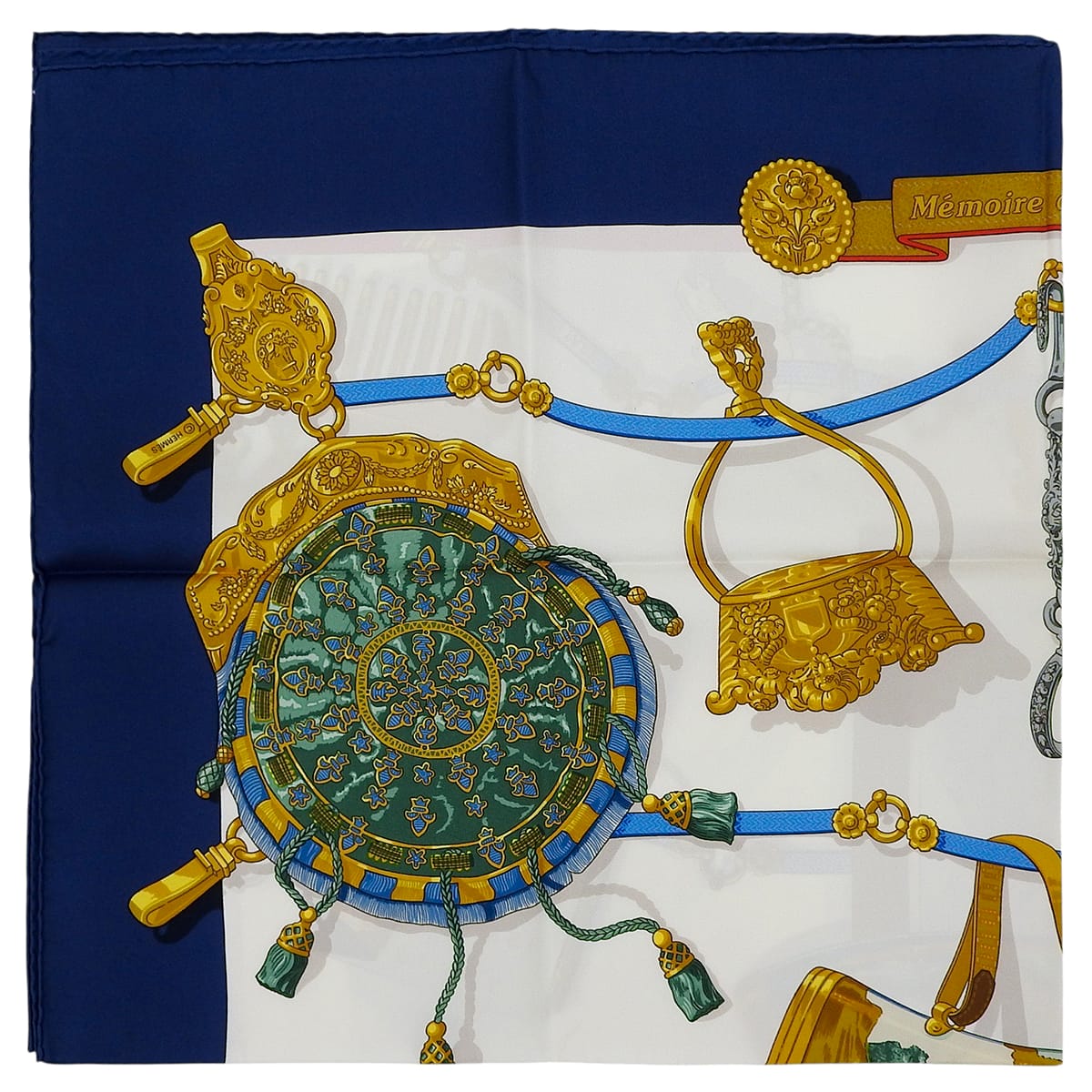Hermes Memoire 90 Scarf in Navy/White