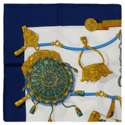 Hermes Memoire 90 Scarf in Navy/White