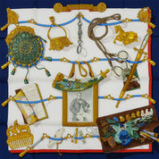 Hermes Memoire 90 Scarf in Navy/White