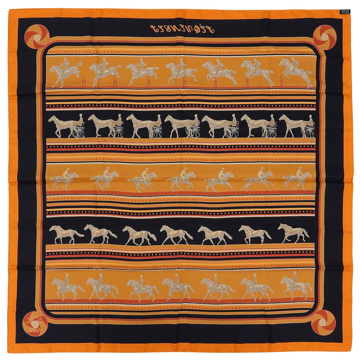 Carre 90 Sequences Scarf Orange/Black