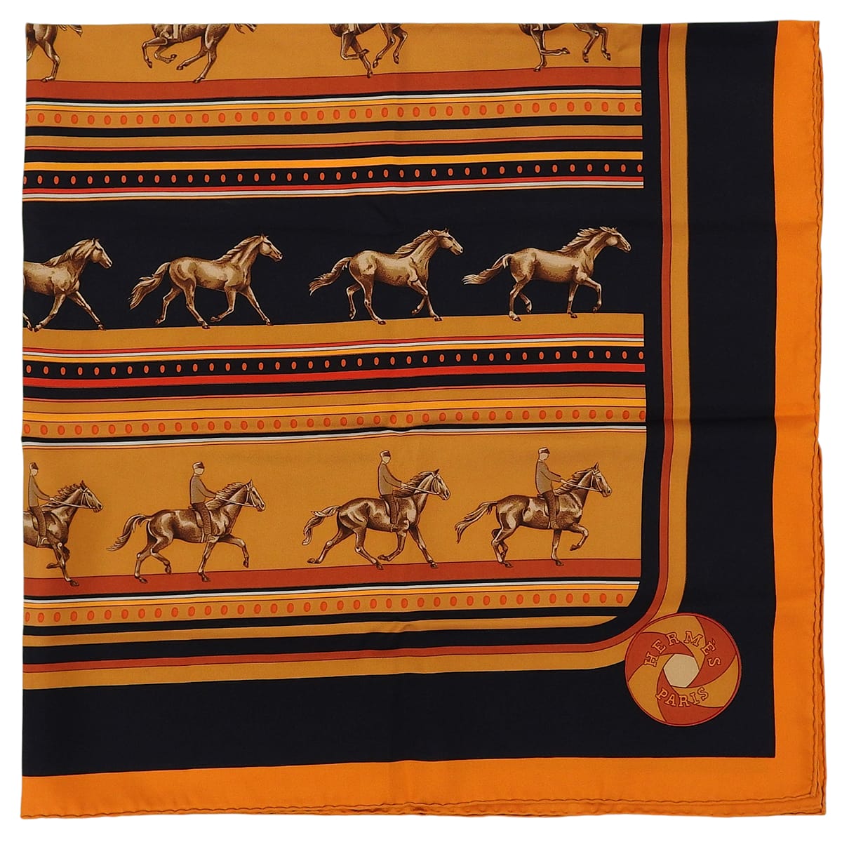 Carre 90 Sequences Scarf Orange/Black