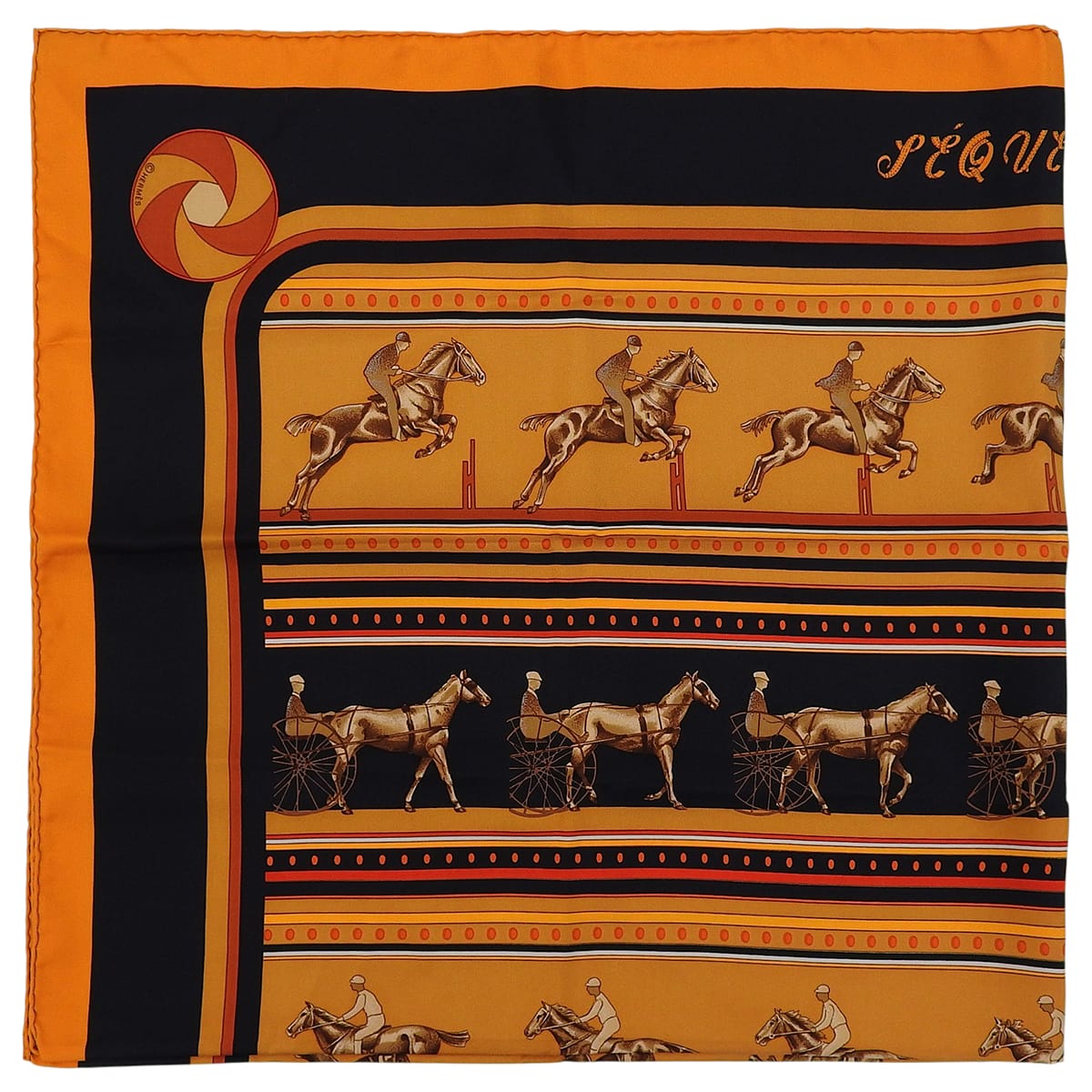 Carre 90 Sequences Scarf Orange/Black