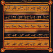 Carre 90 Sequences Scarf Orange/Black