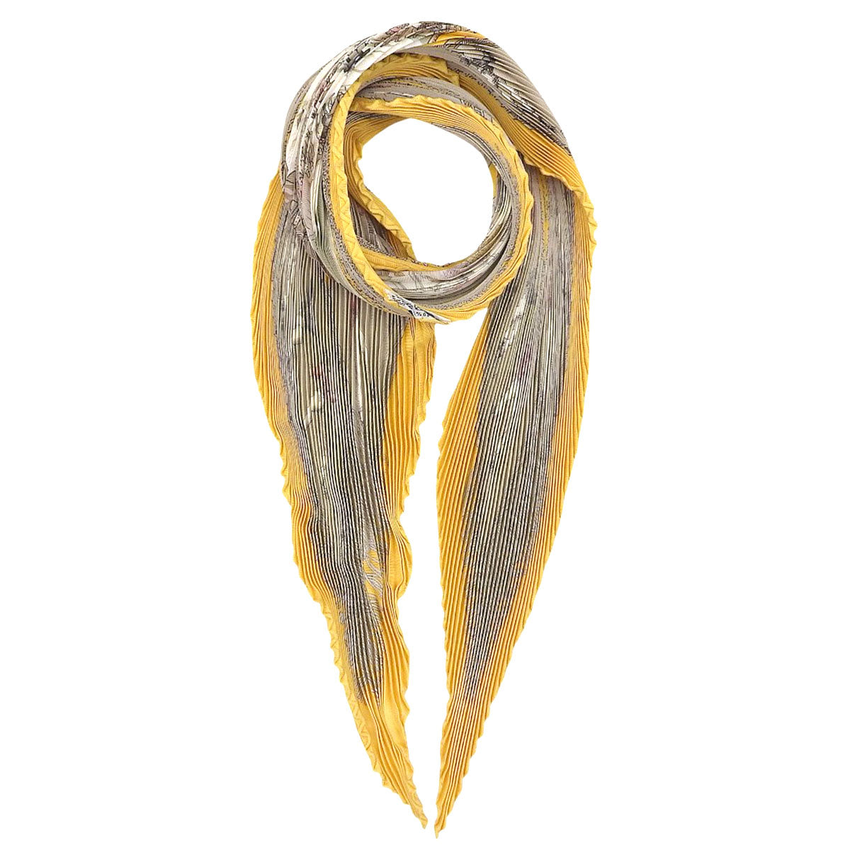 PLAISIRS DU FROID Pattern Pleated Scarf Yellow