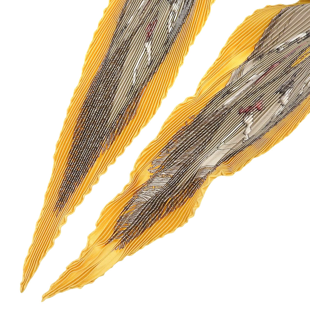 PLAISIRS DU FROID Pattern Pleated Scarf Yellow