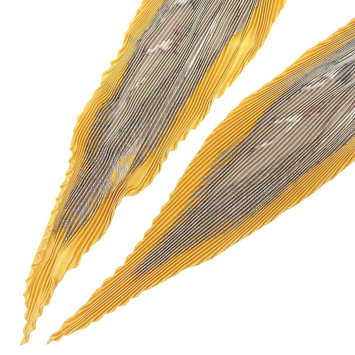 PLAISIRS DU FROID Pattern Pleated Scarf Yellow