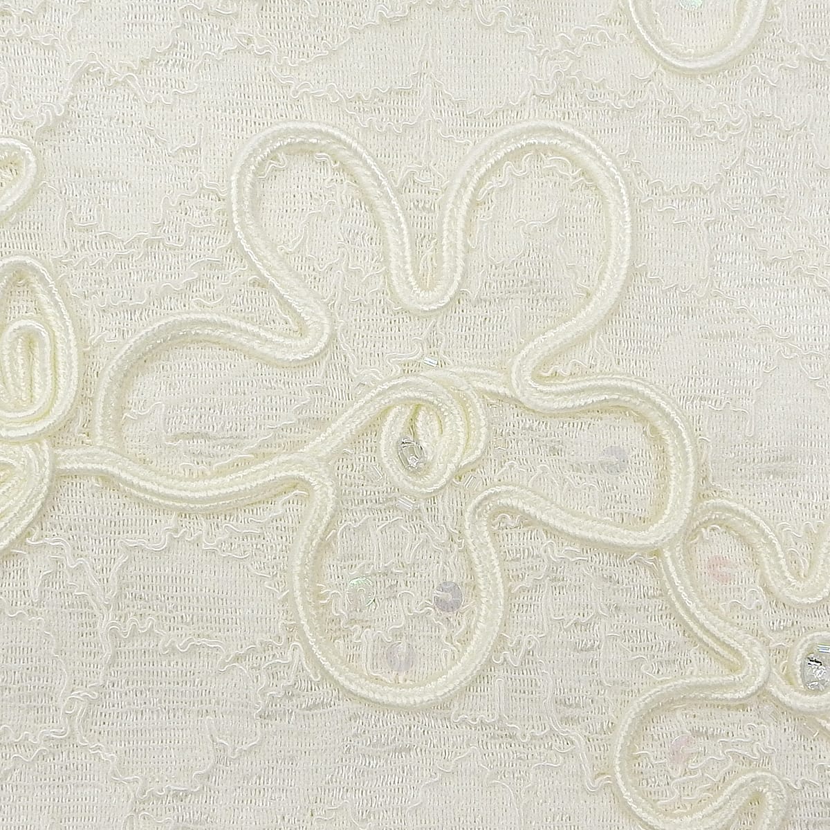 フラワー刺繍ビーズデザイン長袖ニット #40 アイボリー