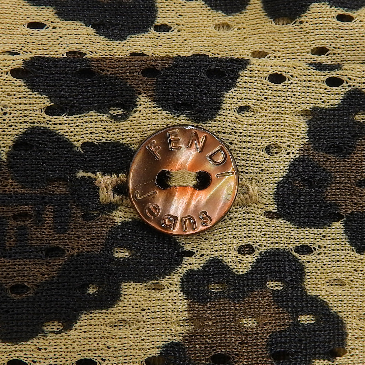 メッシュレオパードパターンロゴボタン長袖シャツ #40 ベージュ/ブラウン