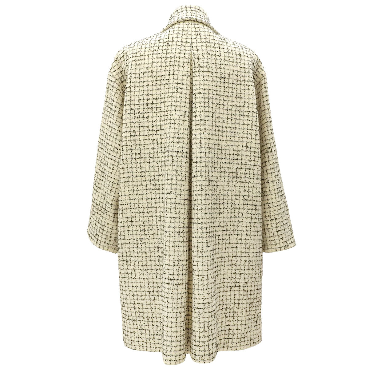 Wool Logo Button Check Double Breasted Coat #8 Ivory/Black