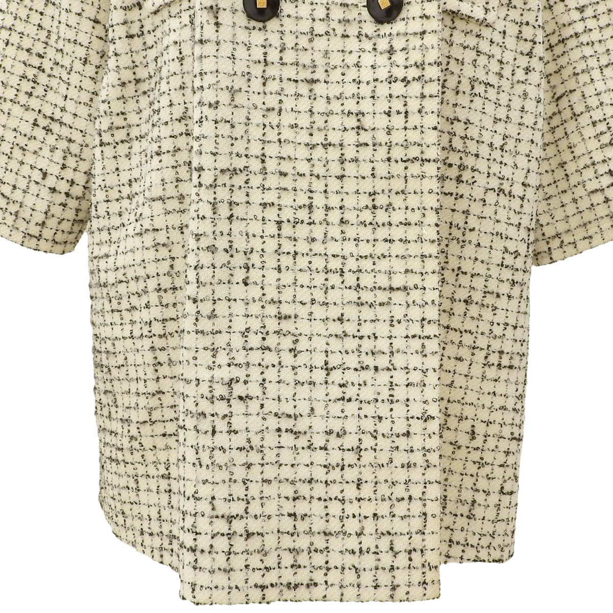 Wool Logo Button Check Double Breasted Coat #8 Ivory/Black