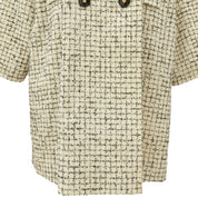 Wool Logo Button Check Double Breasted Coat #8 Ivory/Black
