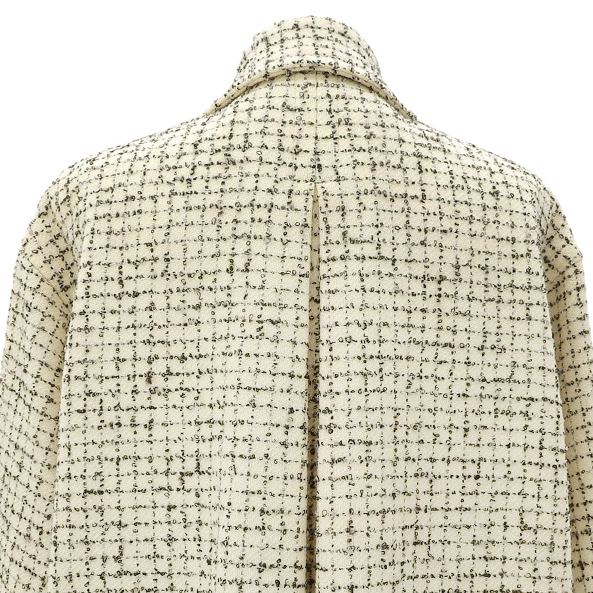 Wool Logo Button Check Double Breasted Coat #8 Ivory/Black