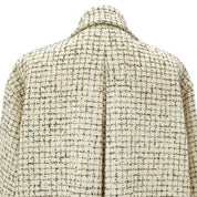 Wool Logo Button Check Double Breasted Coat #8 Ivory/Black