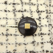 Wool Logo Button Check Double Breasted Coat #8 Ivory/Black