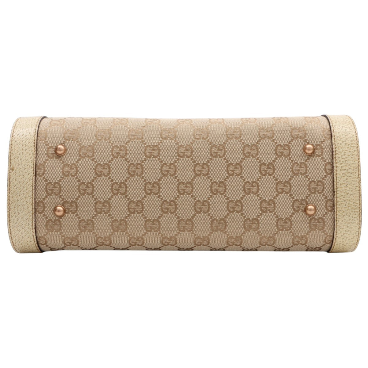 Canvas GG Pattern Bamboo Logo Plate Handbag Beige