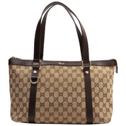 Canvas GG Pattern Abbey Handbag Beige/Dark Brown