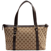 Canvas GG Pattern Abbey Handbag Beige/Dark Brown