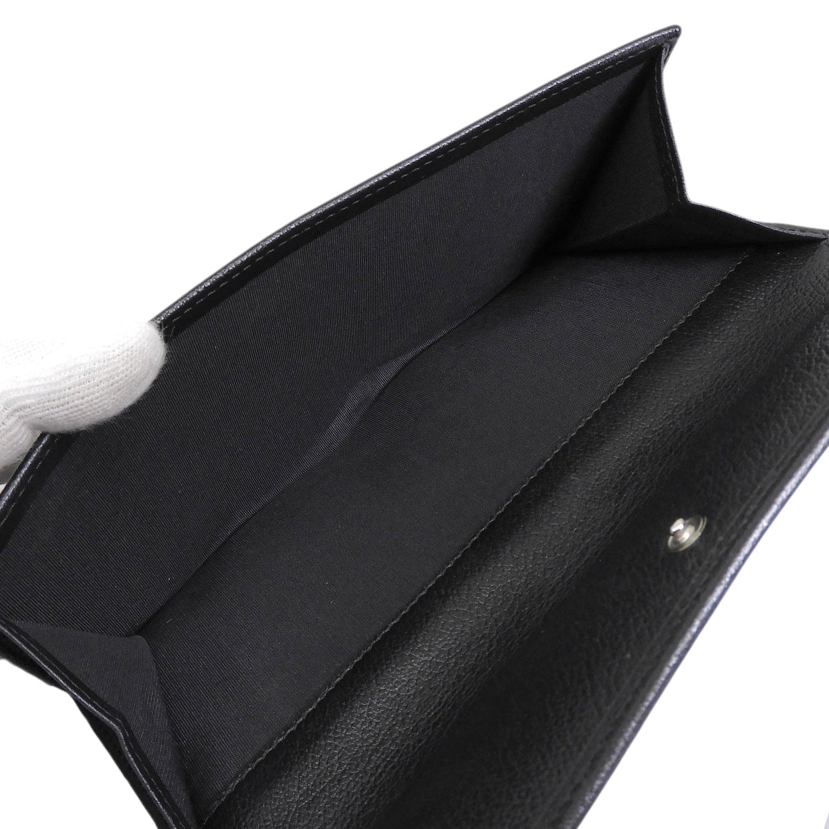 Circa 2008 Camellia CC Logo Embossed Long Wallet Black