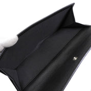 Circa 2008 Camellia CC Logo Embossed Long Wallet Black