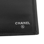 Circa 2008 Camellia CC Logo Embossed Long Wallet Black