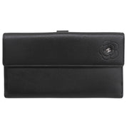 Circa 2008 Camellia CC Logo Embossed Long Wallet Black